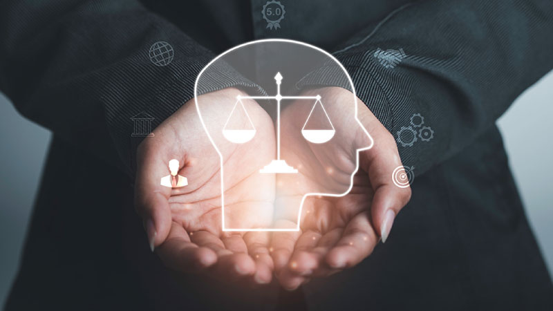Man holding a Ethical and professional standards graphic