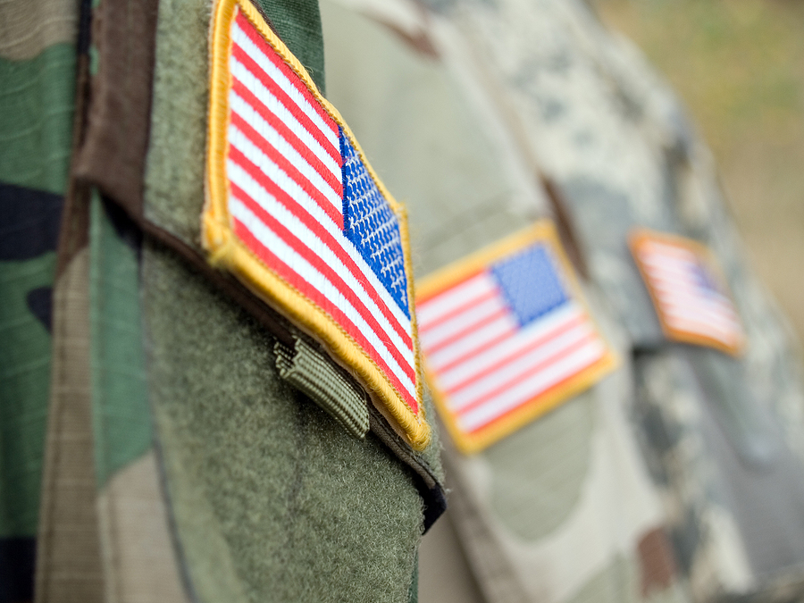 Military flags on uniforms